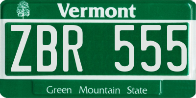 VT license plate ZBR555