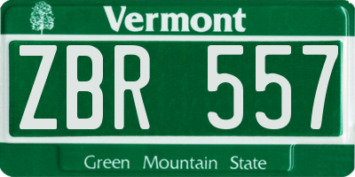 VT license plate ZBR557