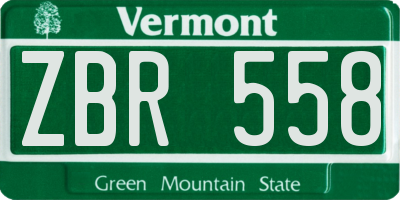 VT license plate ZBR558