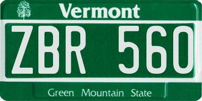 VT license plate ZBR560