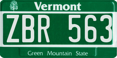 VT license plate ZBR563