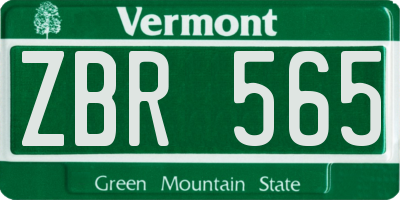 VT license plate ZBR565