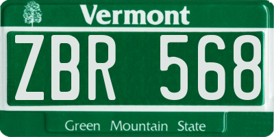 VT license plate ZBR568