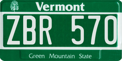 VT license plate ZBR570