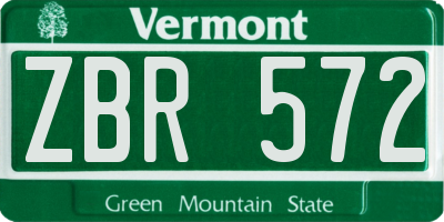 VT license plate ZBR572
