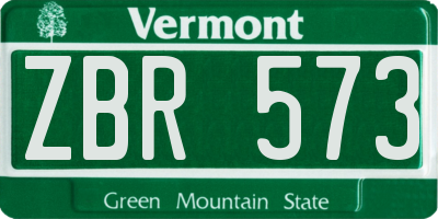 VT license plate ZBR573