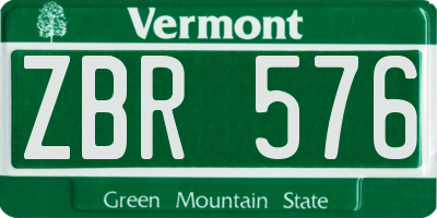 VT license plate ZBR576