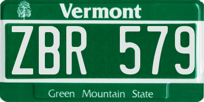 VT license plate ZBR579