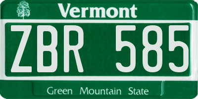 VT license plate ZBR585