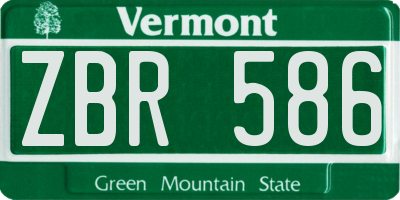VT license plate ZBR586
