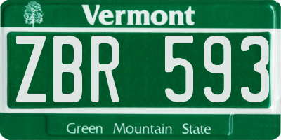 VT license plate ZBR593