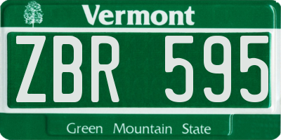 VT license plate ZBR595