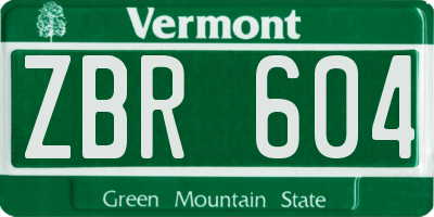 VT license plate ZBR604