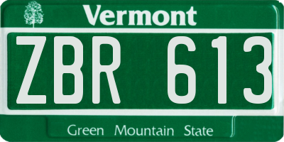 VT license plate ZBR613