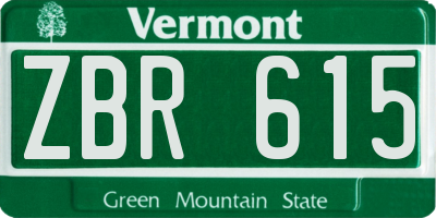 VT license plate ZBR615