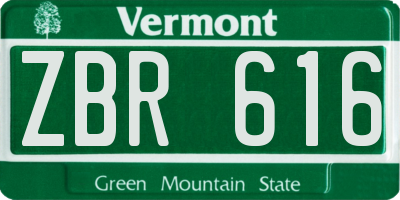 VT license plate ZBR616