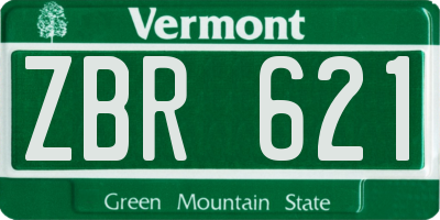 VT license plate ZBR621