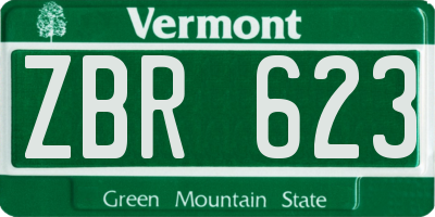 VT license plate ZBR623