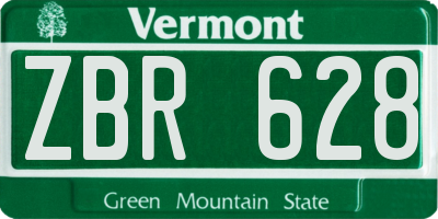 VT license plate ZBR628