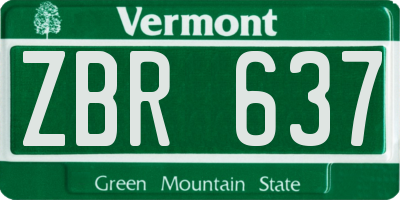 VT license plate ZBR637