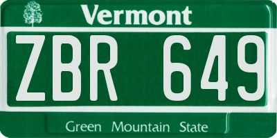 VT license plate ZBR649