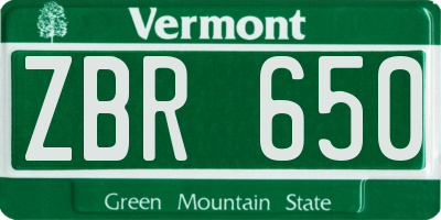 VT license plate ZBR650