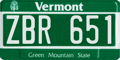 VT license plate ZBR651