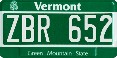 VT license plate ZBR652