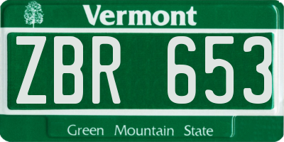 VT license plate ZBR653