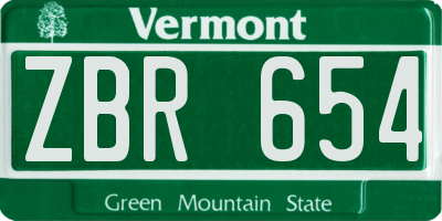 VT license plate ZBR654