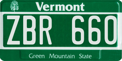 VT license plate ZBR660