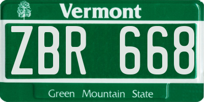 VT license plate ZBR668