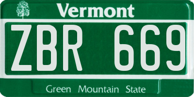 VT license plate ZBR669