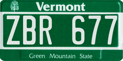 VT license plate ZBR677