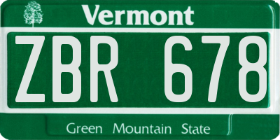 VT license plate ZBR678