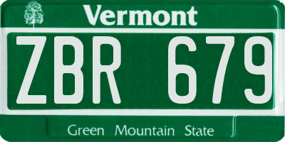 VT license plate ZBR679