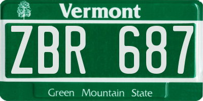 VT license plate ZBR687