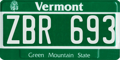 VT license plate ZBR693