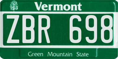 VT license plate ZBR698