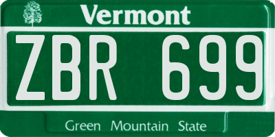 VT license plate ZBR699