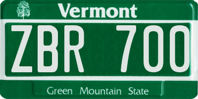 VT license plate ZBR700