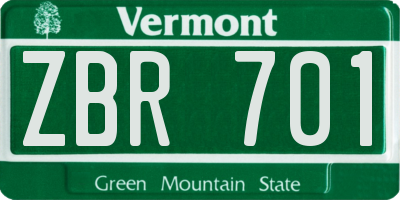 VT license plate ZBR701