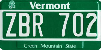 VT license plate ZBR702