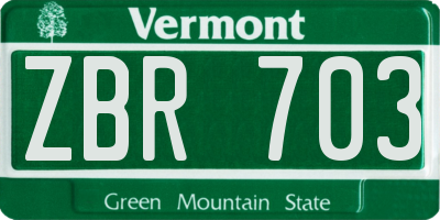 VT license plate ZBR703