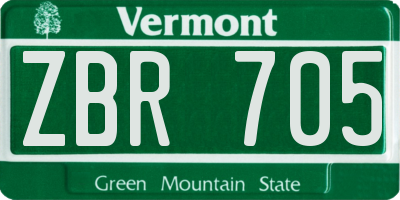 VT license plate ZBR705