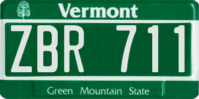 VT license plate ZBR711