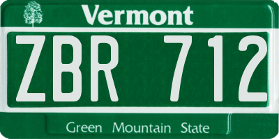 VT license plate ZBR712