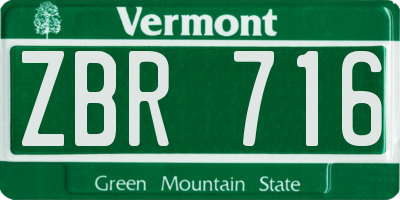 VT license plate ZBR716