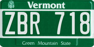 VT license plate ZBR718