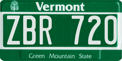 VT license plate ZBR720